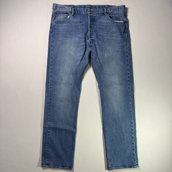 Levi's 501 Button Fly Blank Tab Jeans Men's 42x34 Med. Wash Straight Leg 2/$50 - Picture 2 of 16